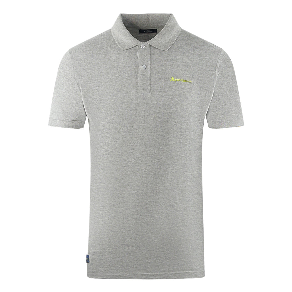 Aquascutum Brand Logo Plain Grey Polo Shirt