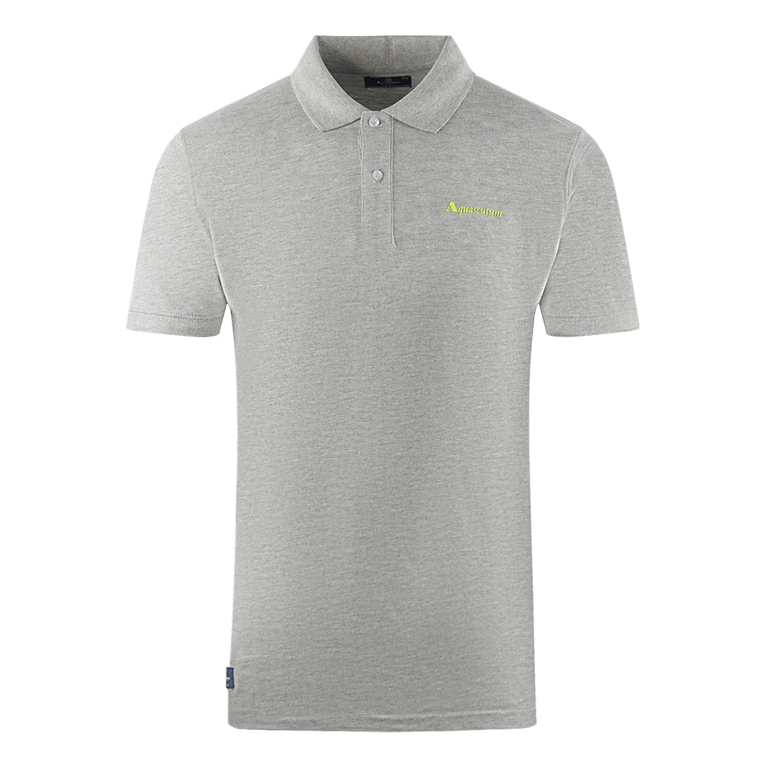 Aquascutum Brand Logo Plain Grey Polo Shirt