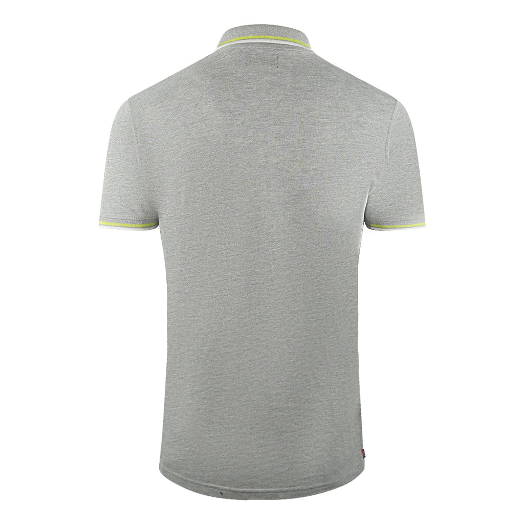 Aquascutum Twin Tipped Collar Brand Logo Grey Polo Shirt