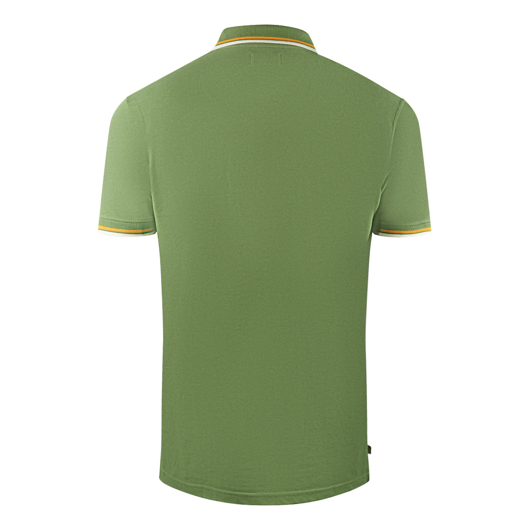Aquascutum Twin Tipped Collar Brand Logo Army Green Polo Shirt Po002 06 - Style Centre Wholesale