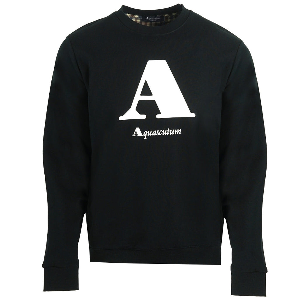 Aquascutum "A" Logo Black Sweatshirt QMF003L0 02