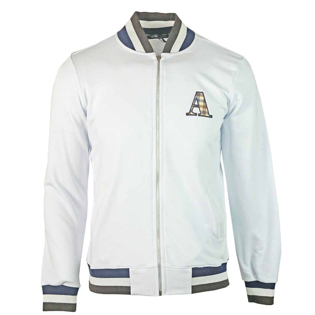 Aquascutum A Logo Zip Sweater White Jacket