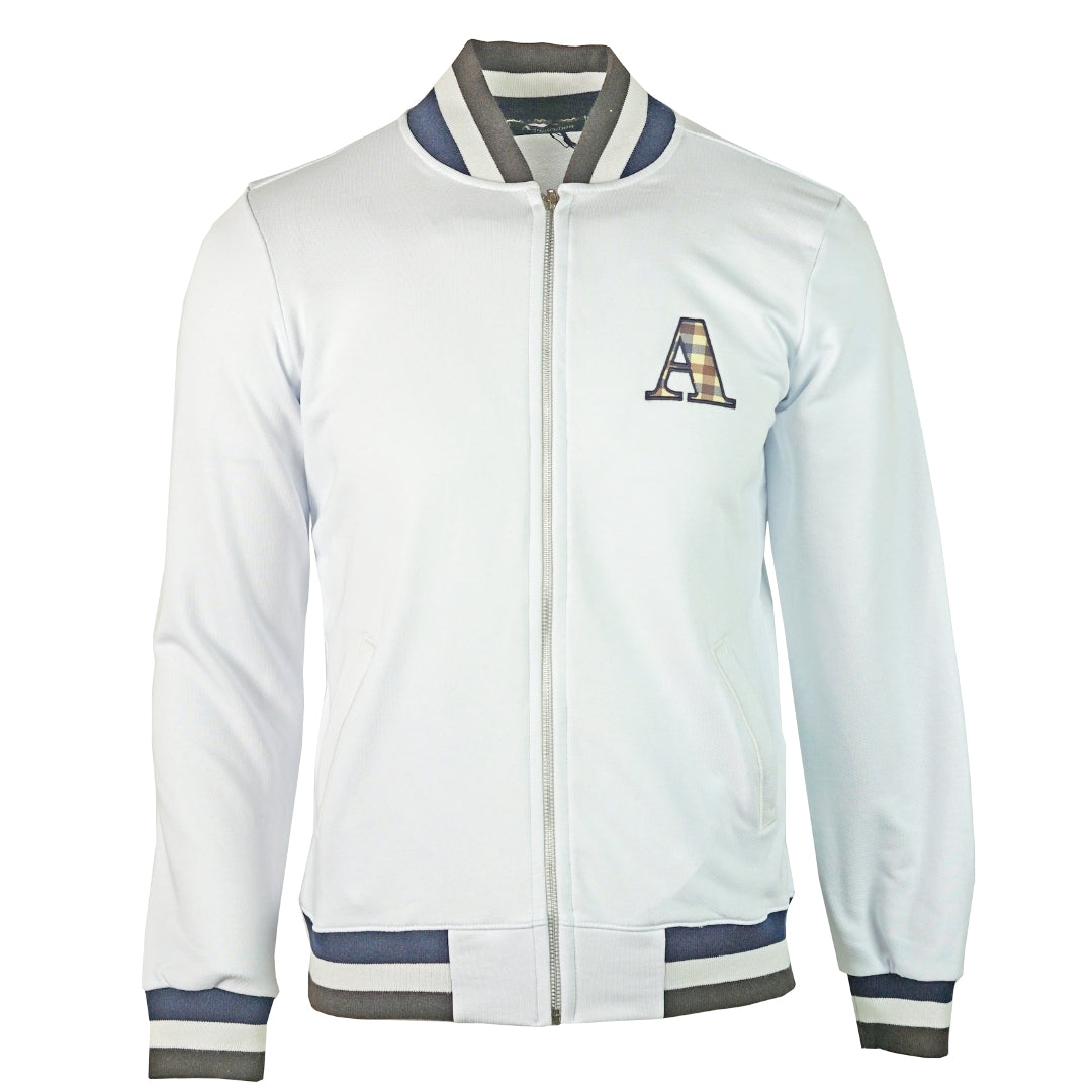 Aquascutum A Logo Zip Sweater White Jacket