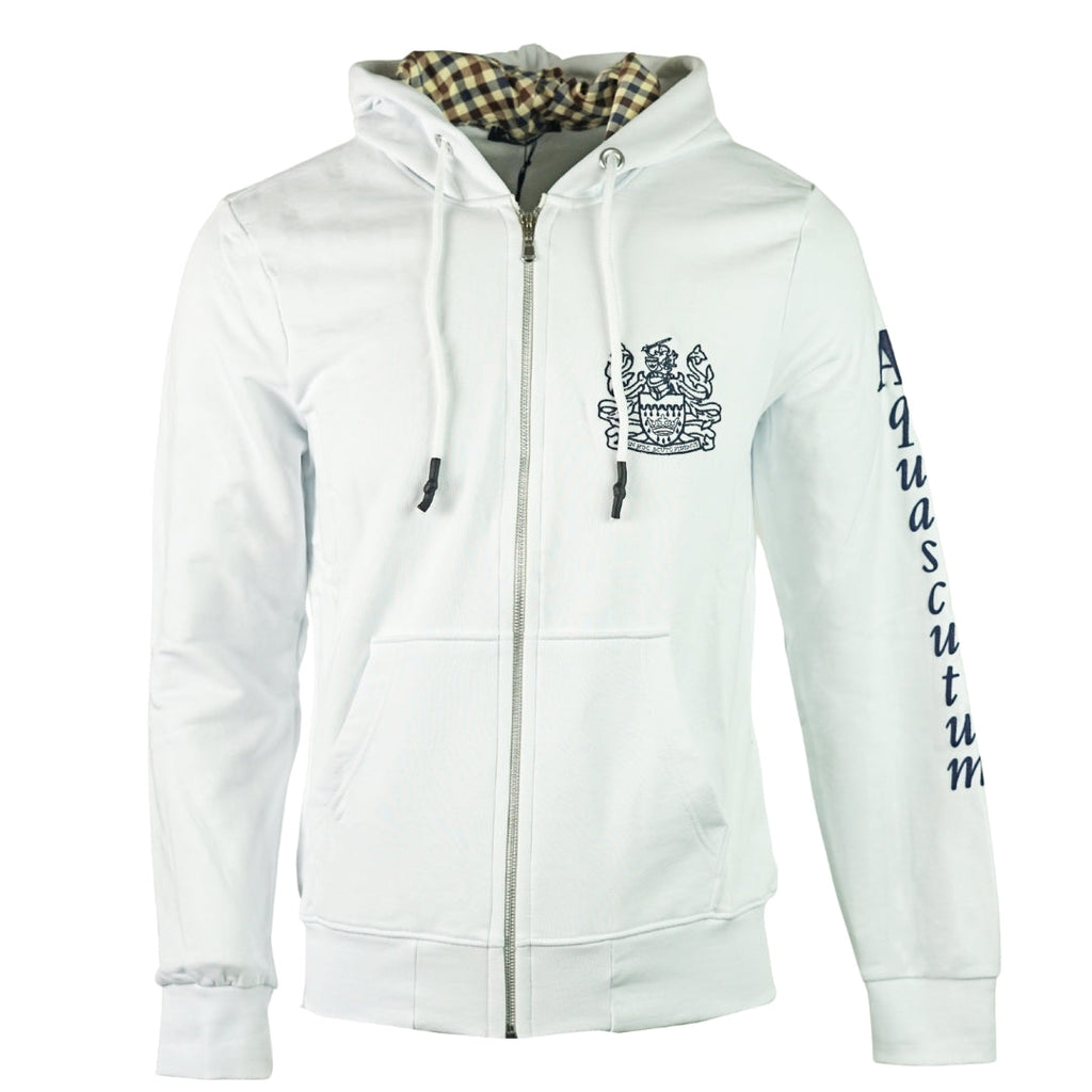 Aquascutum Waterfield Logo White Zip Hoodie