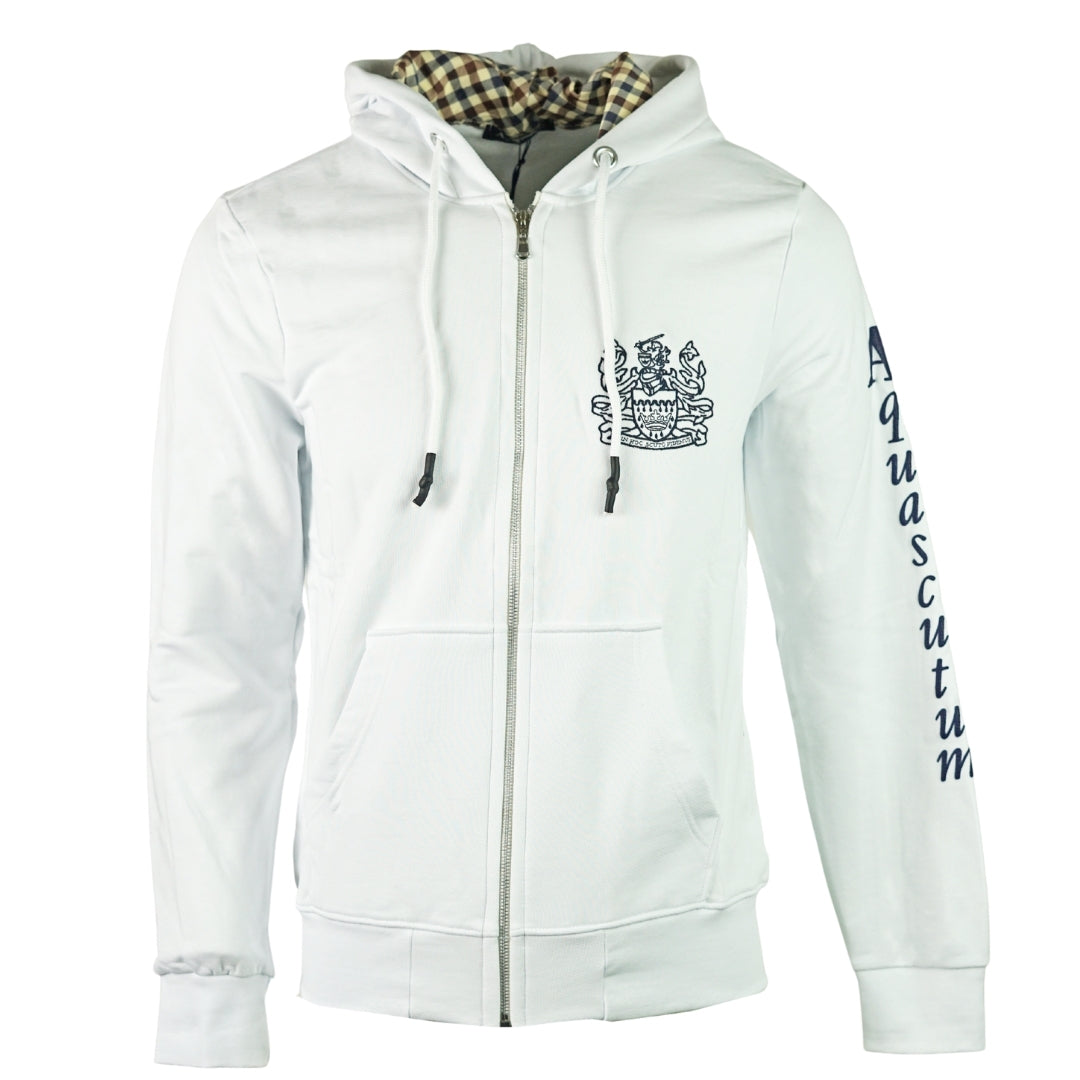 Aquascutum Waterfield Logo White Zip Hoodie