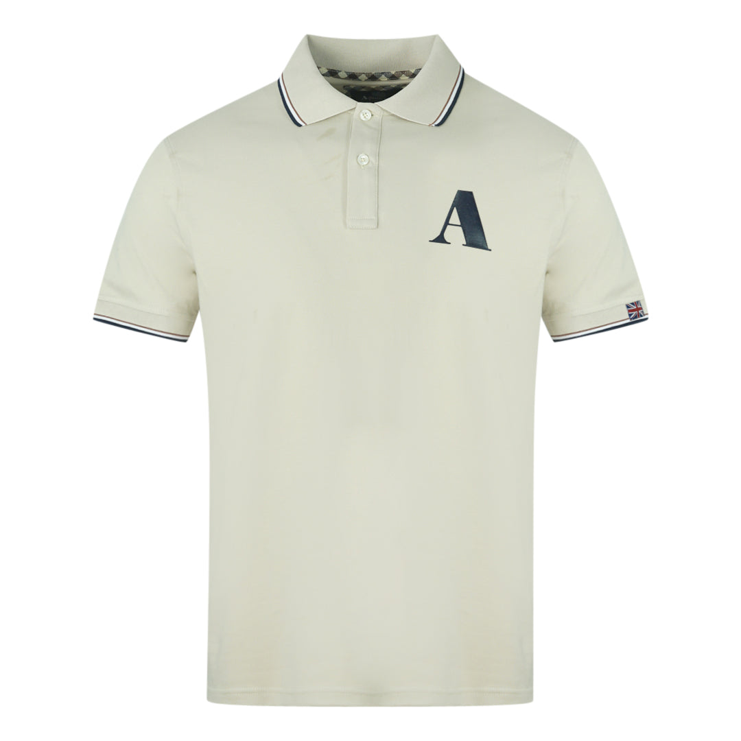 Aquascutum A Logo Biege Polo Shirt QMP010 10
