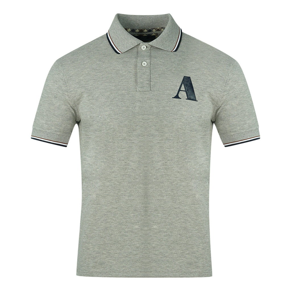 Aquascutum A Logo Grey Polo Shirt QMP010 94