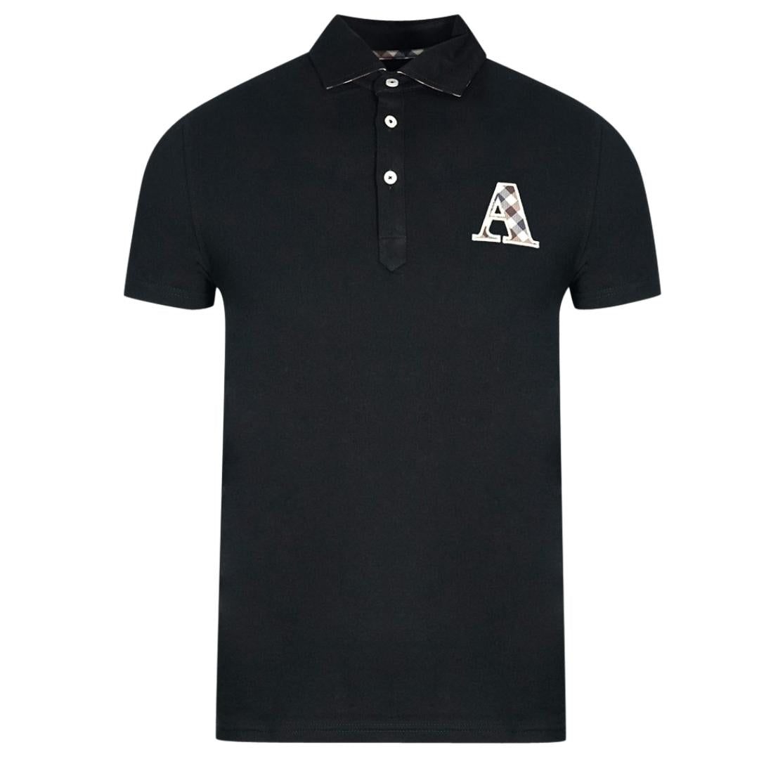 Aquascutum Check A Logo Black Polo Shirt 1