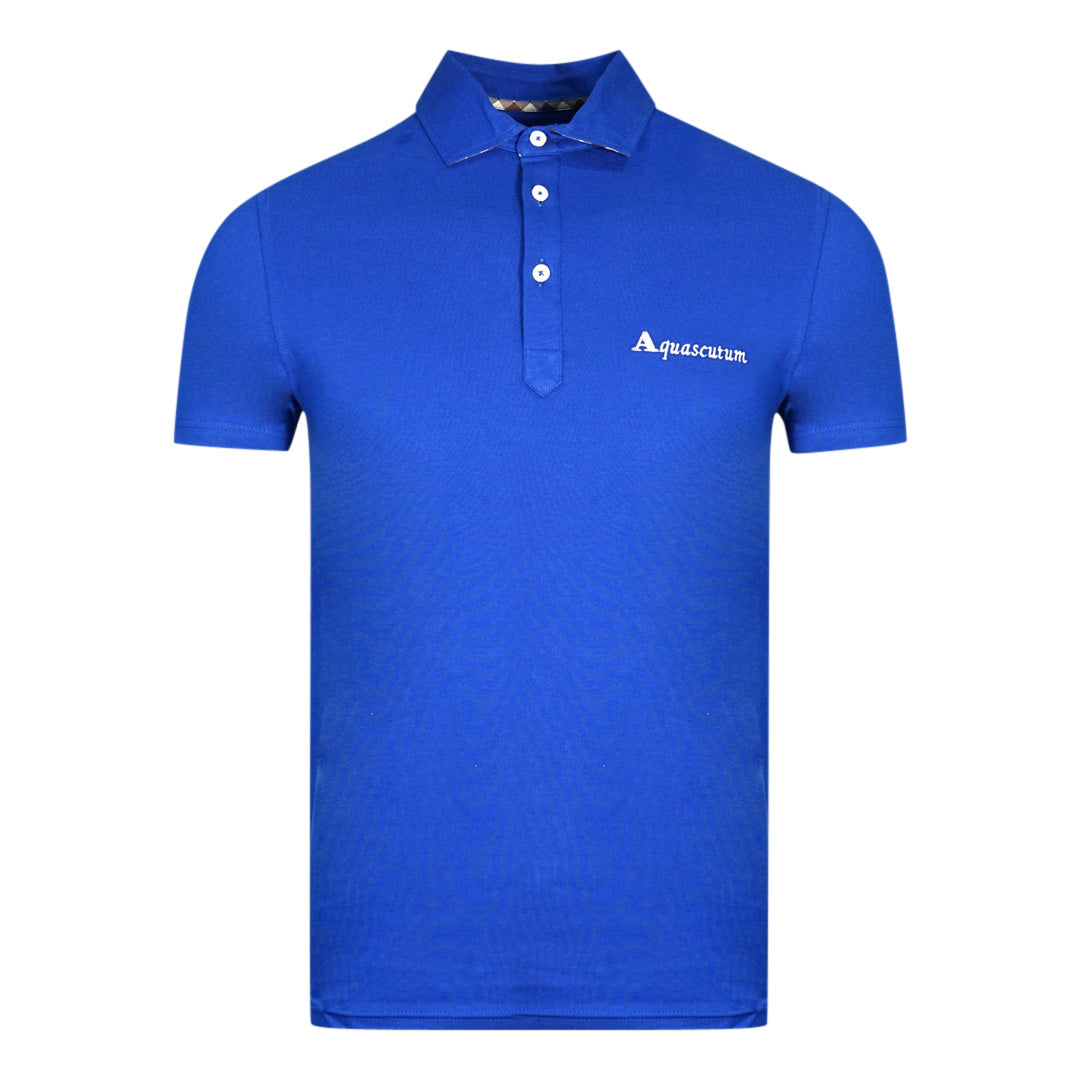 Aquascutum Signature Logo Blue Polo Shirt QMP021 81