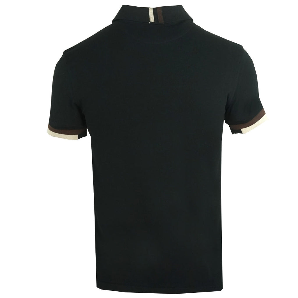Aquascutum Aldis Crest Logo Black Polo Shirt QMP023 02
