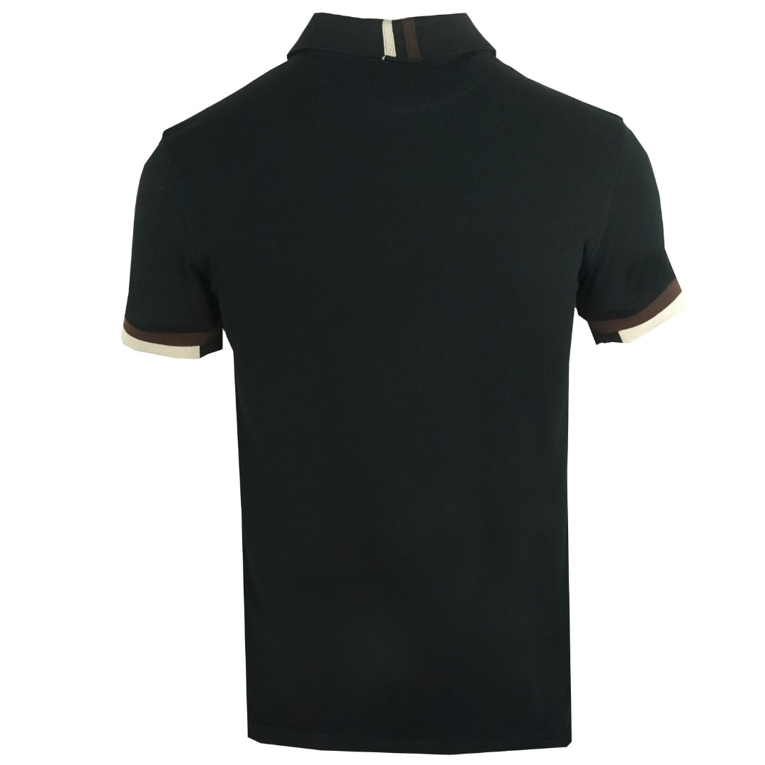 Aquascutum Aldis Crest Logo Black Polo Shirt QMP023 02