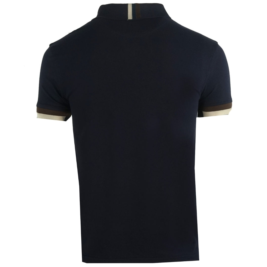 Aquascutum Aldis Crest Logo Navy Polo Shirt QMP023 03