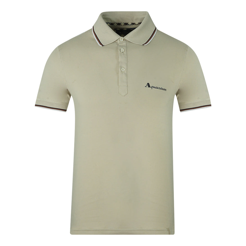 Aquascutum Brand Logo Beige Polohirt QMP024 10