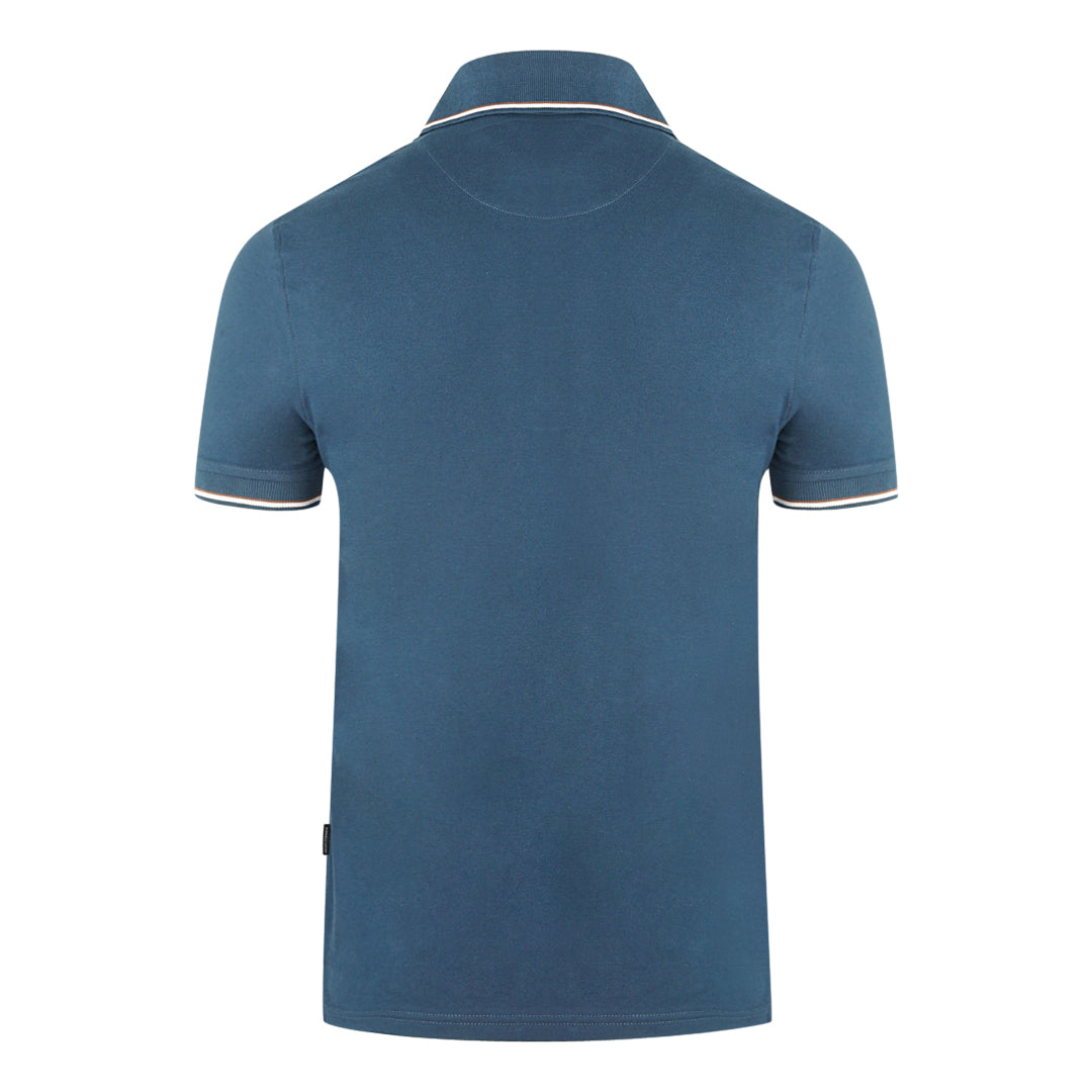 Aquascutum Brand Logo Blue Polo Shirt