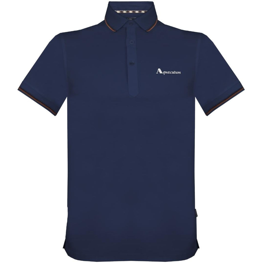 Aquascutum Brand Logo Navy Polo Shirt 1