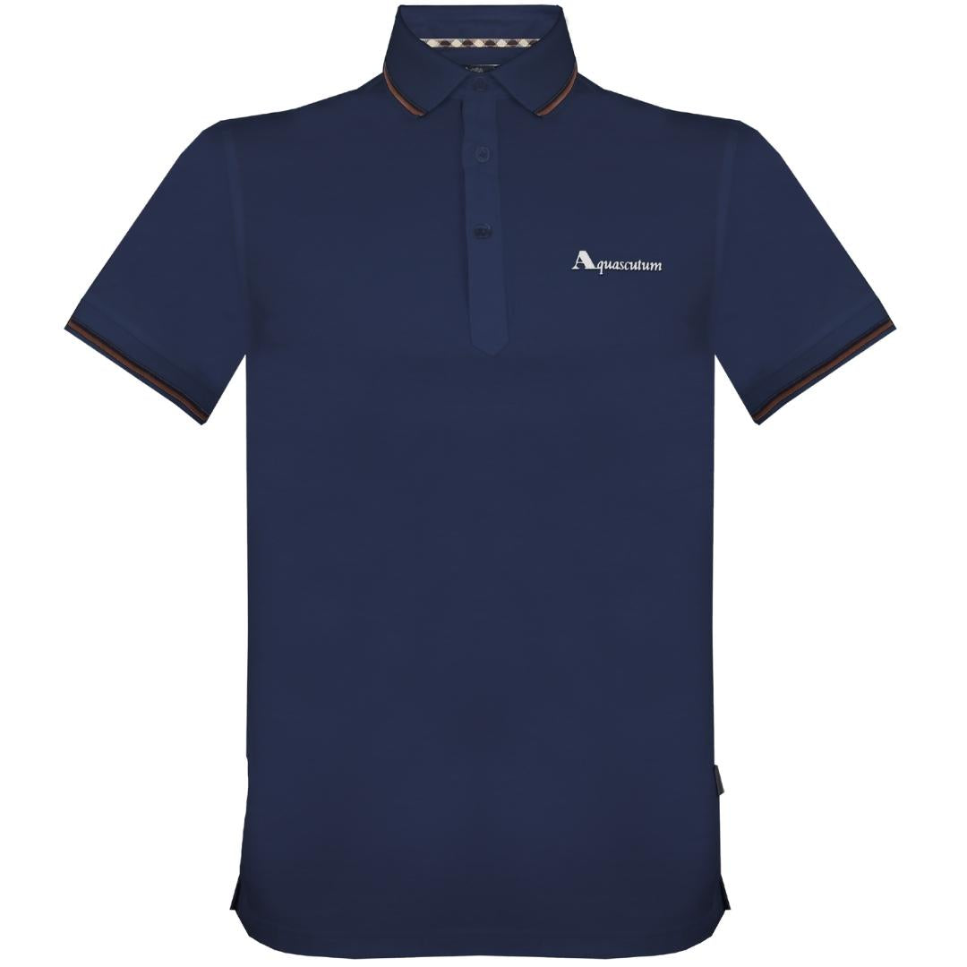 Aquascutum Brand Logo Navy Polo Shirt 1
