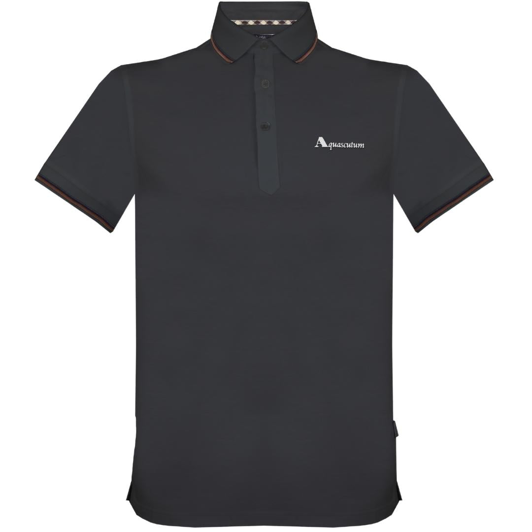 Aquascutum Brand Logo Black Polo Shirt 1