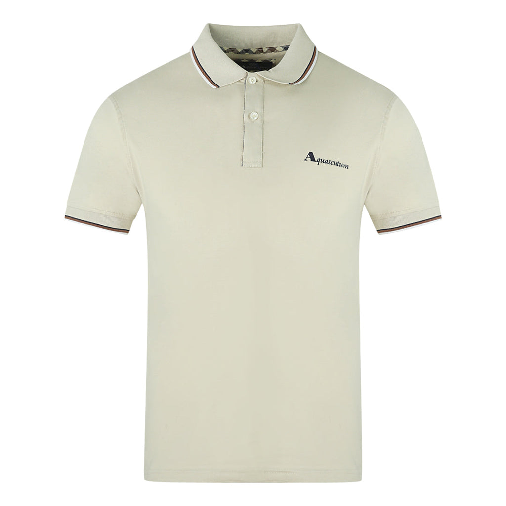 Aquascutum Tipped Collar Beige Polo Shirt QMP028 10