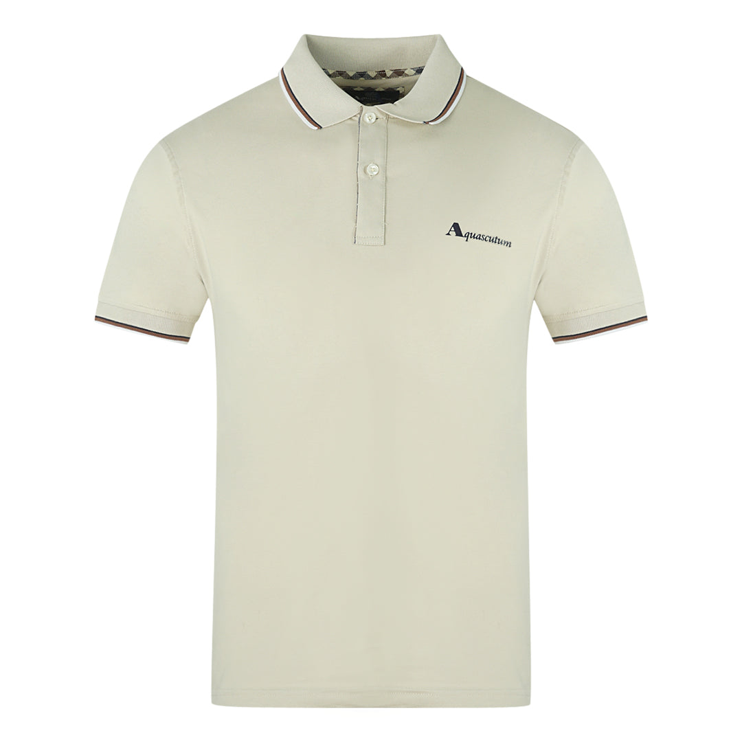 Aquascutum Tipped Collar Beige Polo Shirt QMP028 10