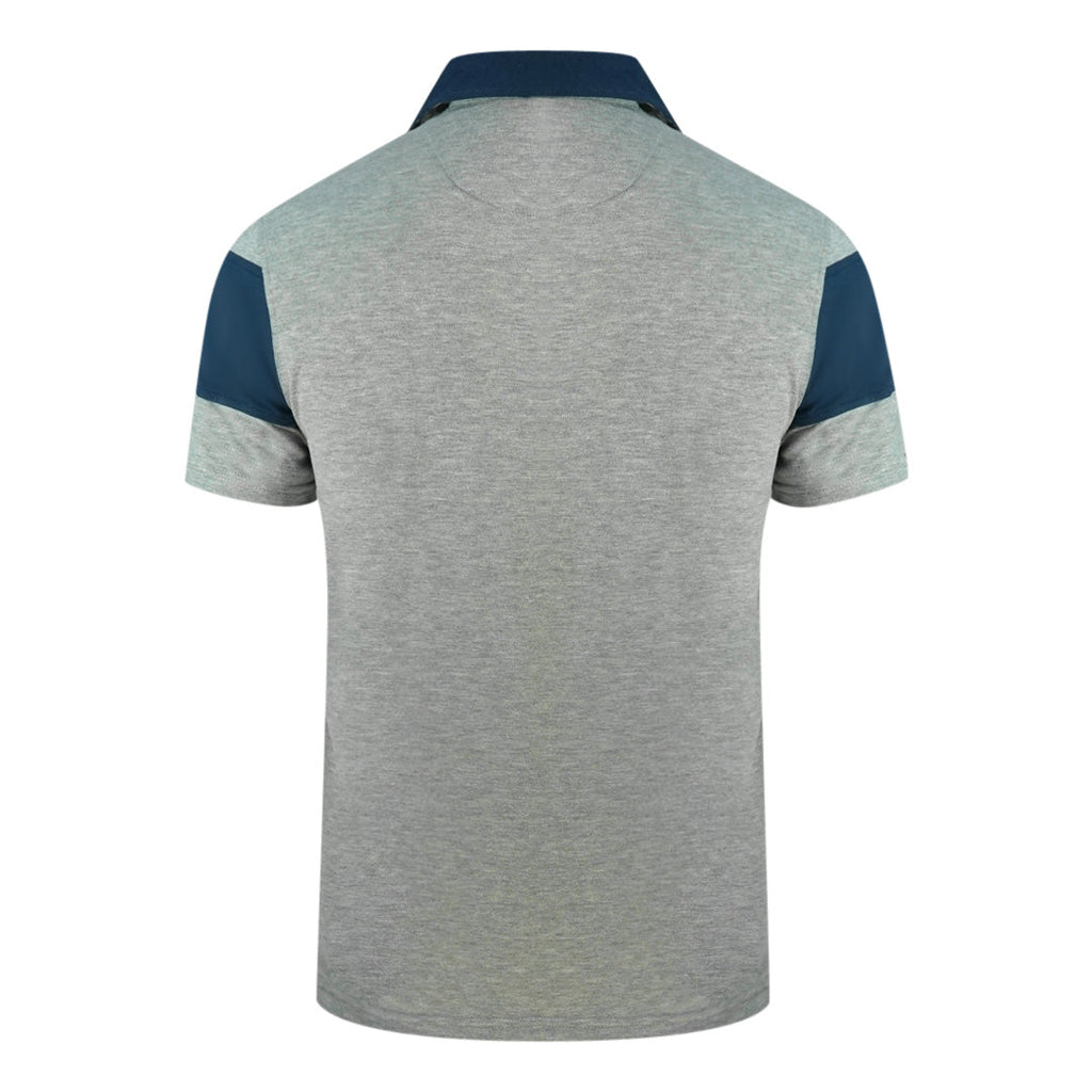 Aquascutum Colour Block Aldis Crest Chest Logo Grey Polo Shirt QMP030 94