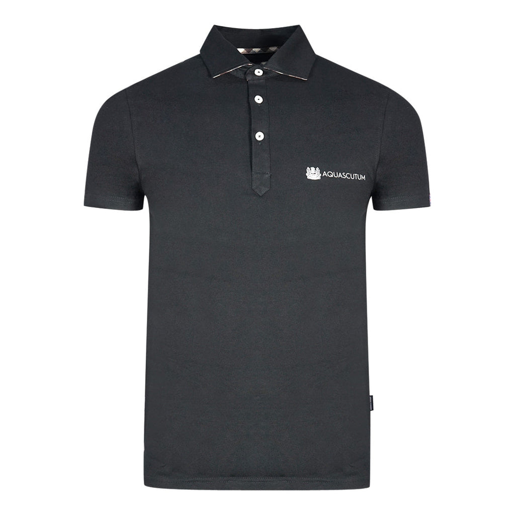 Aquascutum Aldis Crest Block Logo Black Polo Shirt
