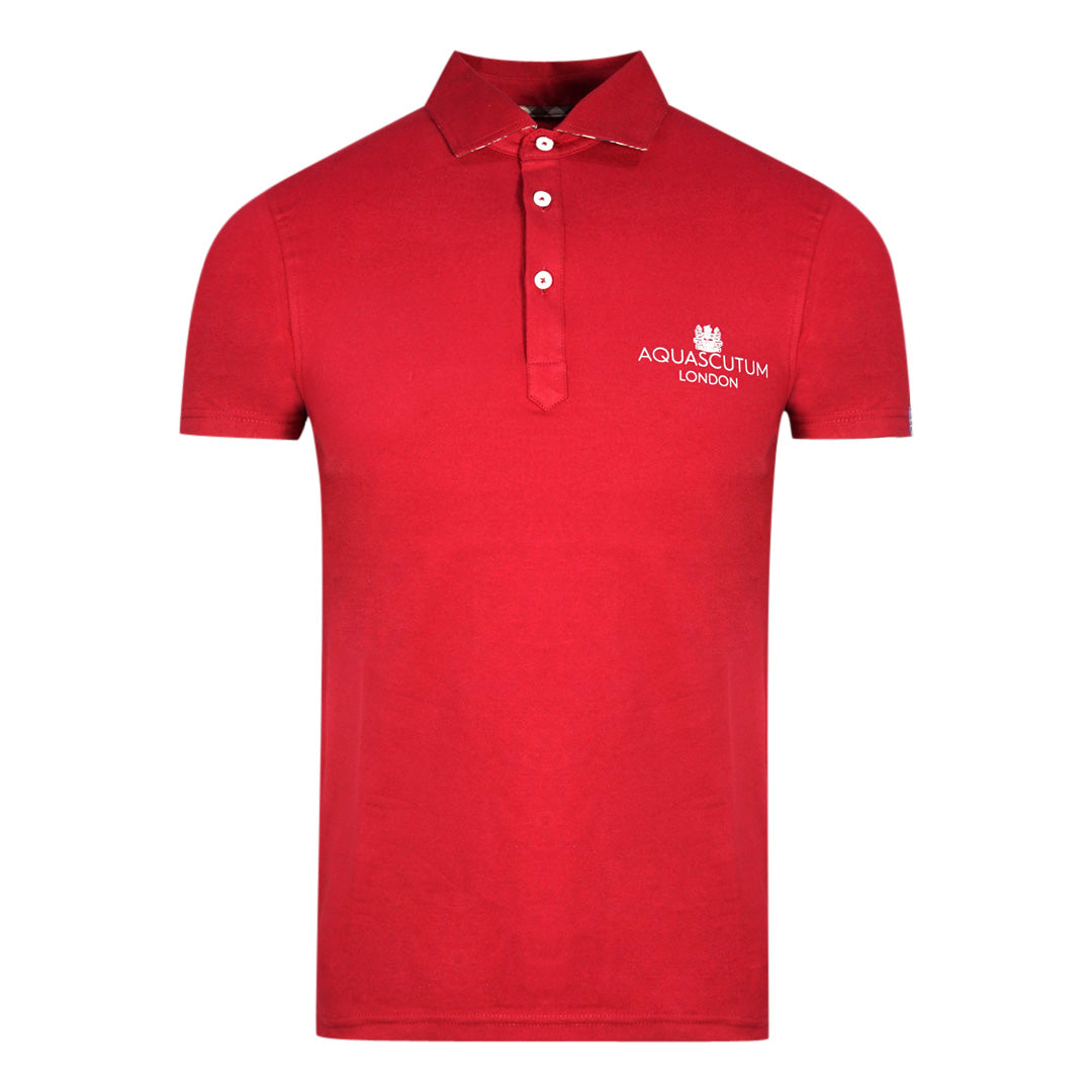 Aquascutum London Bold Logo Red Polo Shirt