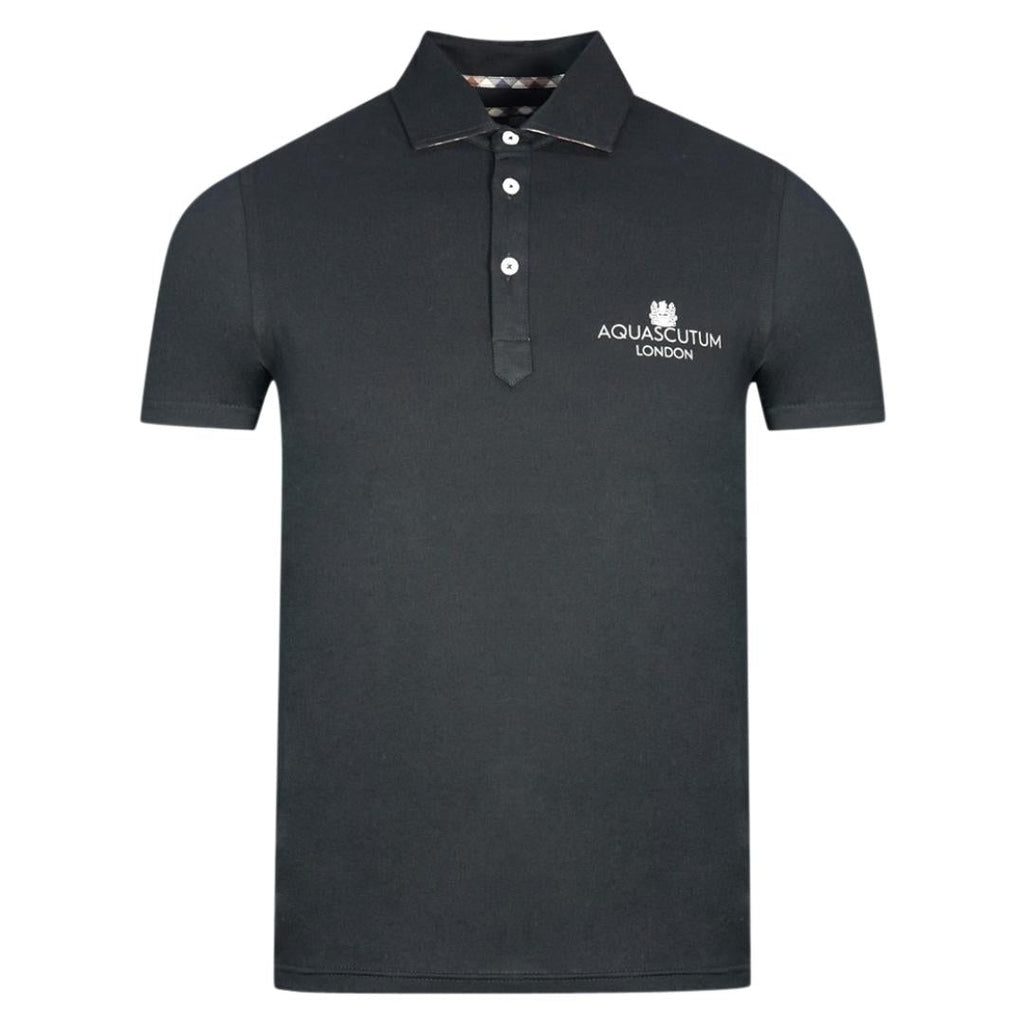 Aquascutum London Bold Logo Black Polo Shirt
