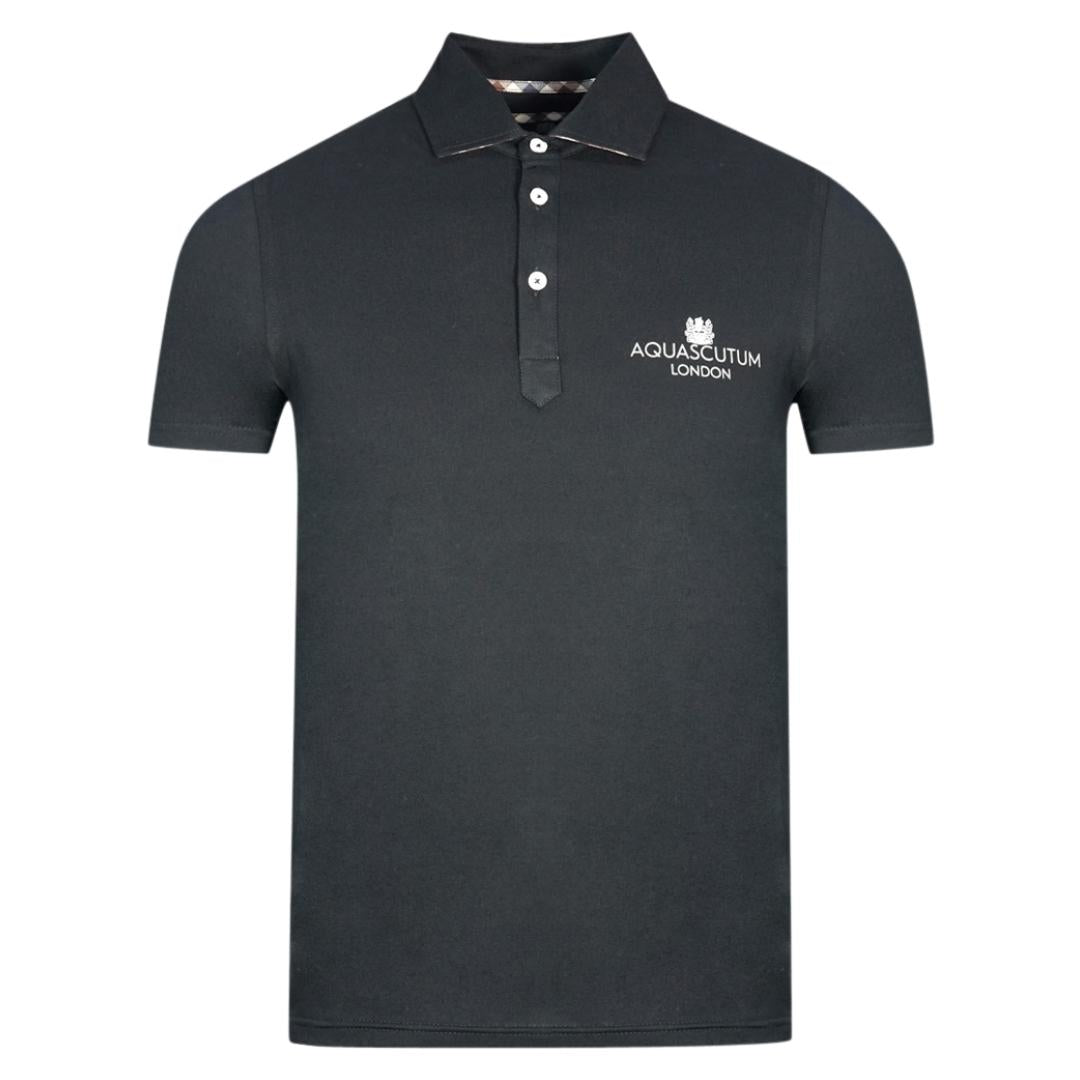 Aquascutum London Bold Logo Black Polo Shirt