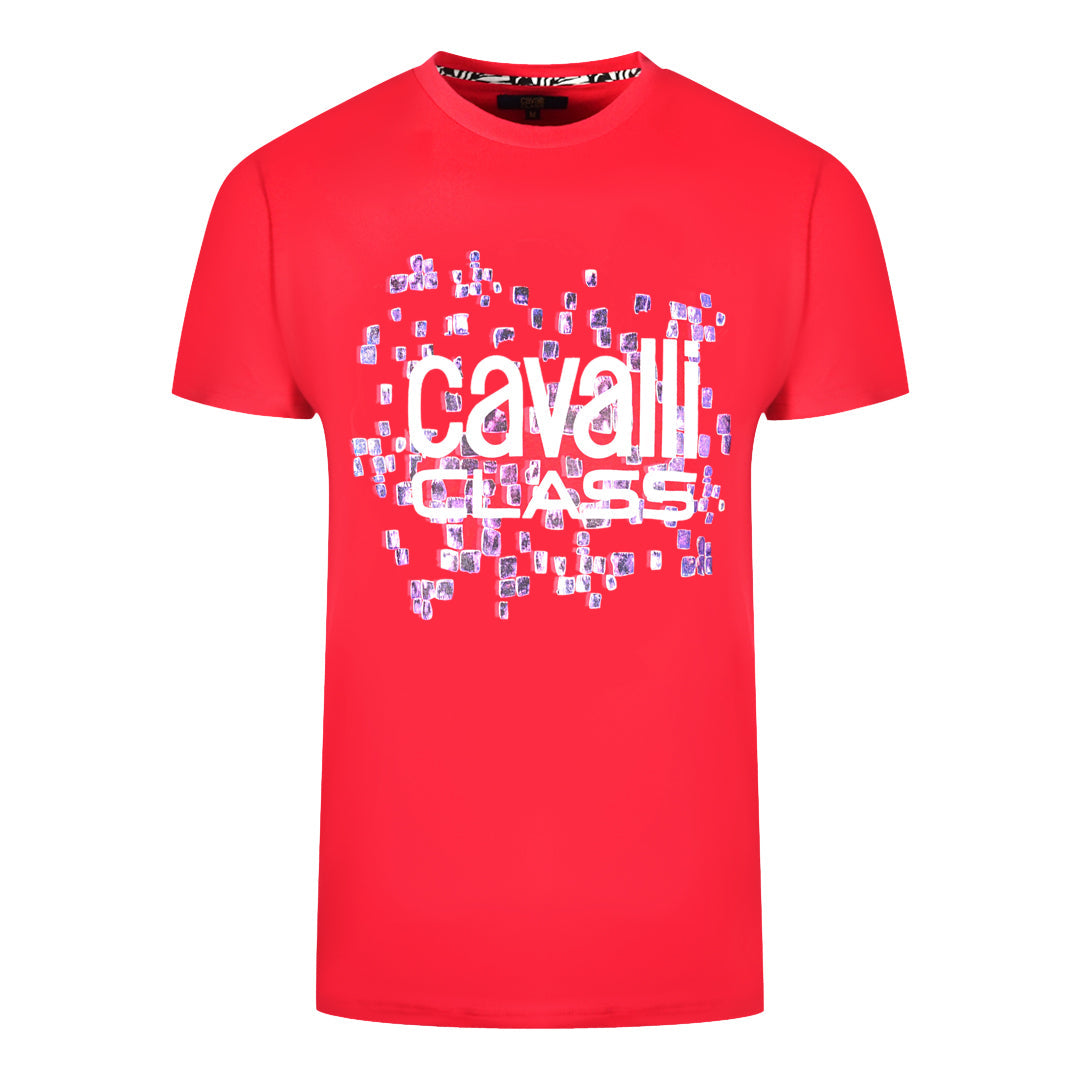 Cavalli Class Scales Design Logo Red T Shirt