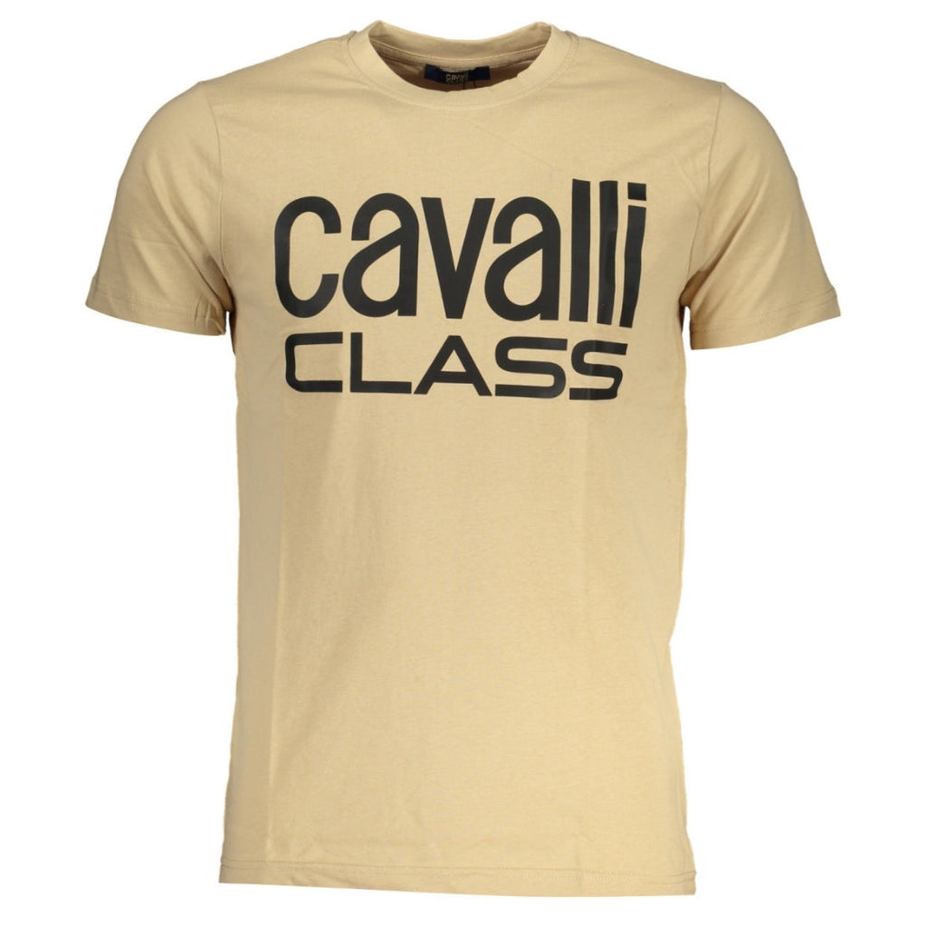 Cavalli Class Bold Black Logo Beige T-Shirt QXT62Q JD060 00503