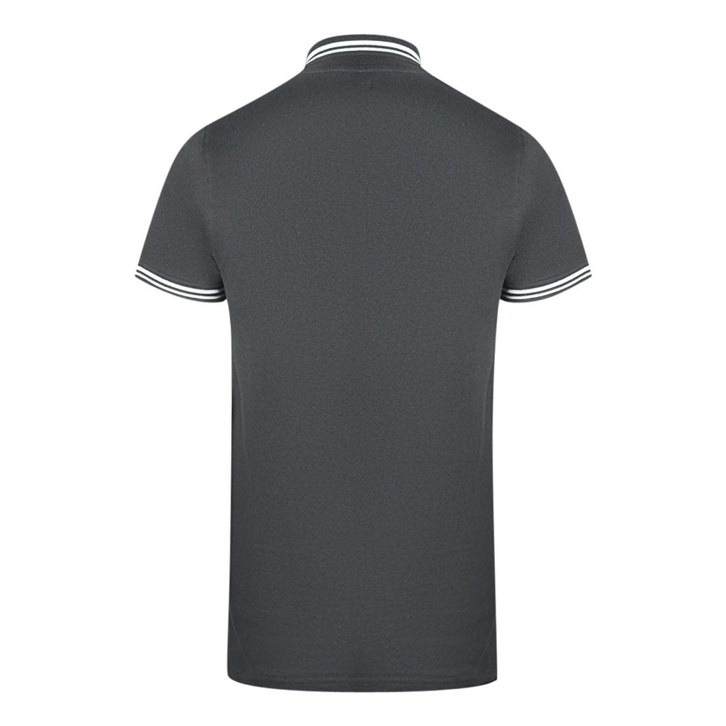 Cavalli Class Twinned Tipped Collar White Logo Black Polo Shirt