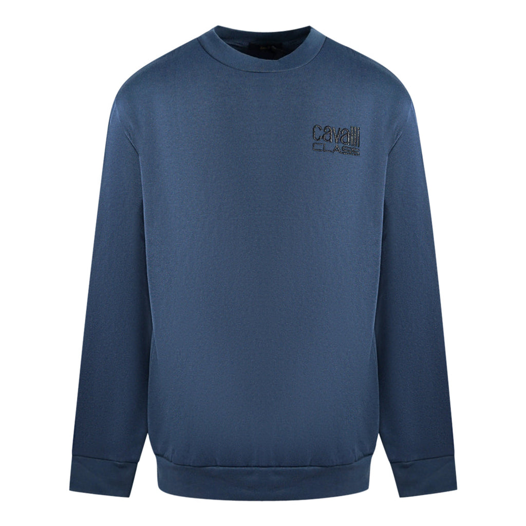 Cavalli Class Print Logo Navy Blue Jumper