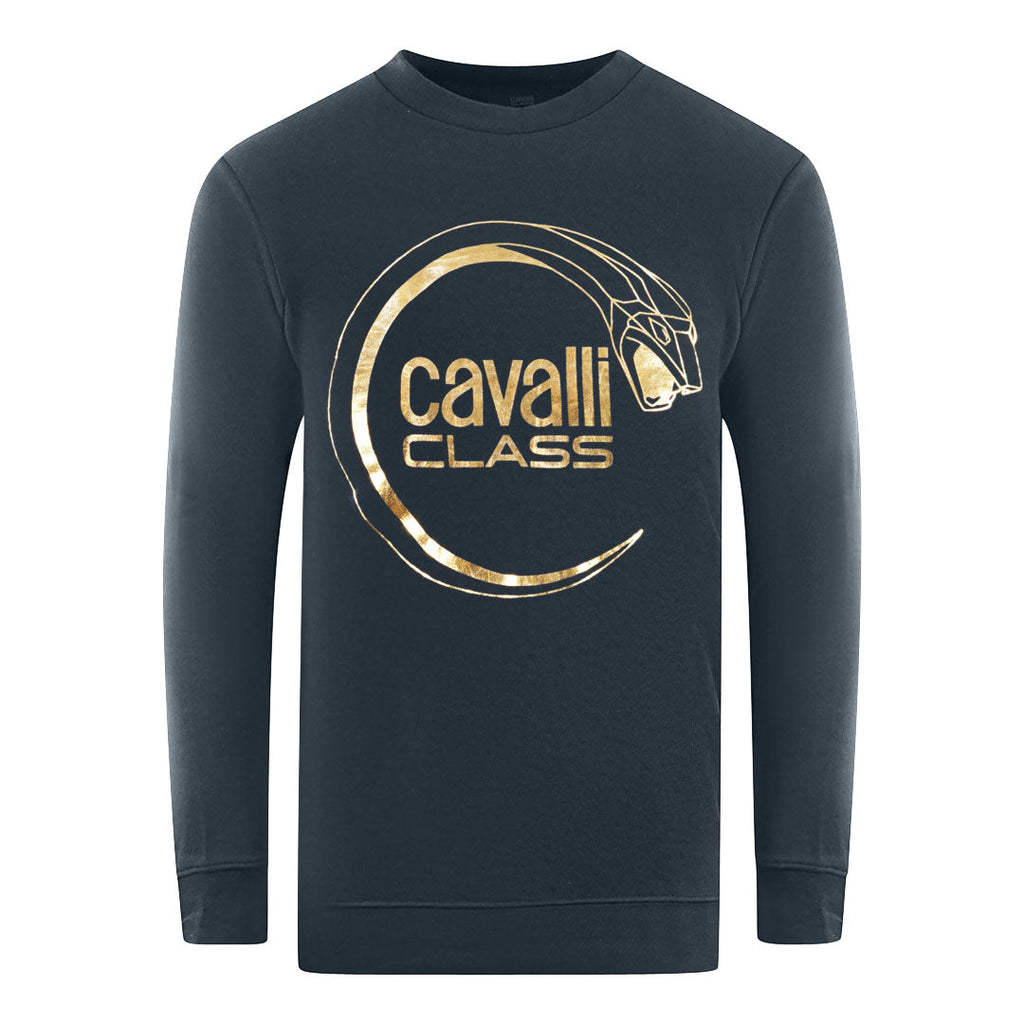 Cavalli Class Piercing Snake Logo Navy Blue Sweatshirt