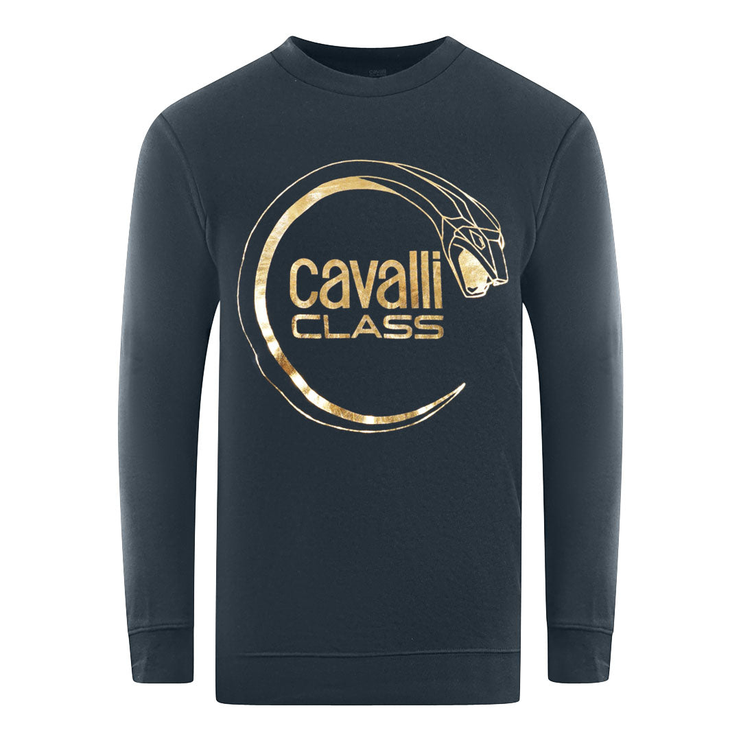 Cavalli Class Piercing Snake Logo Navy Blue Sweatshirt
