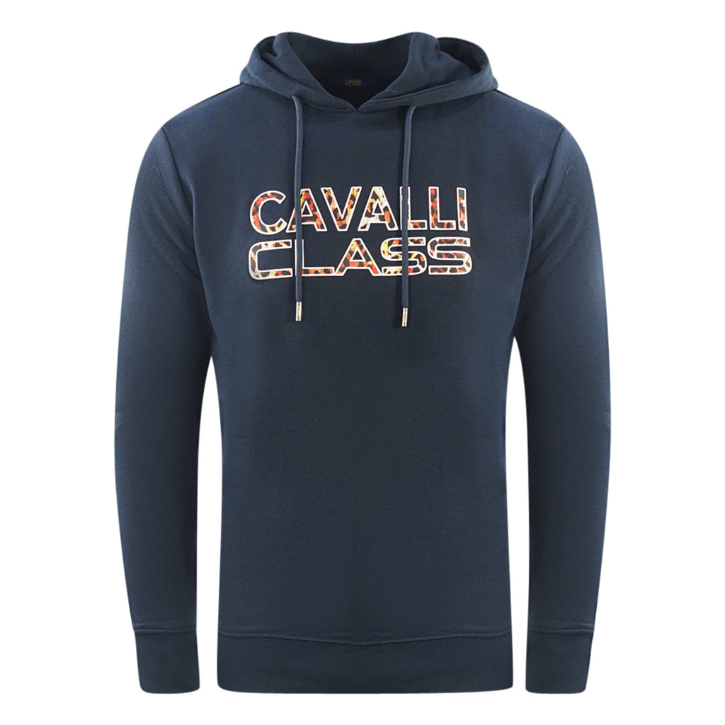 Cavalli Class Brand Logo Navy Blue Hoodie