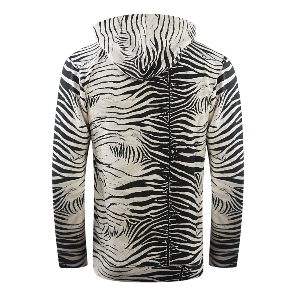 Cavalli Class Zebra Print Zip Up Black Hoodie
