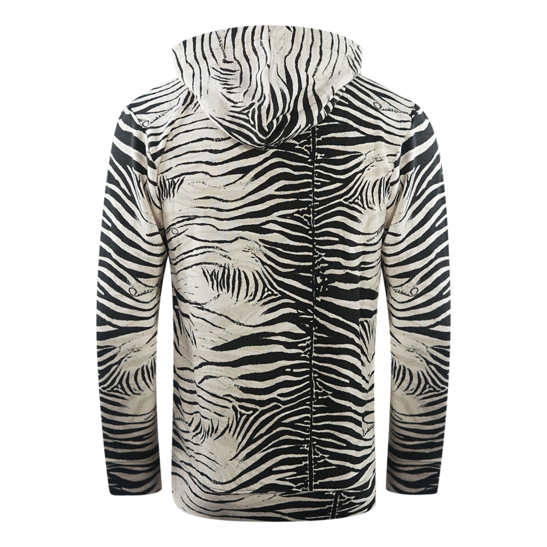 Cavalli Class Zebra Print Zip Up Black Hoodie