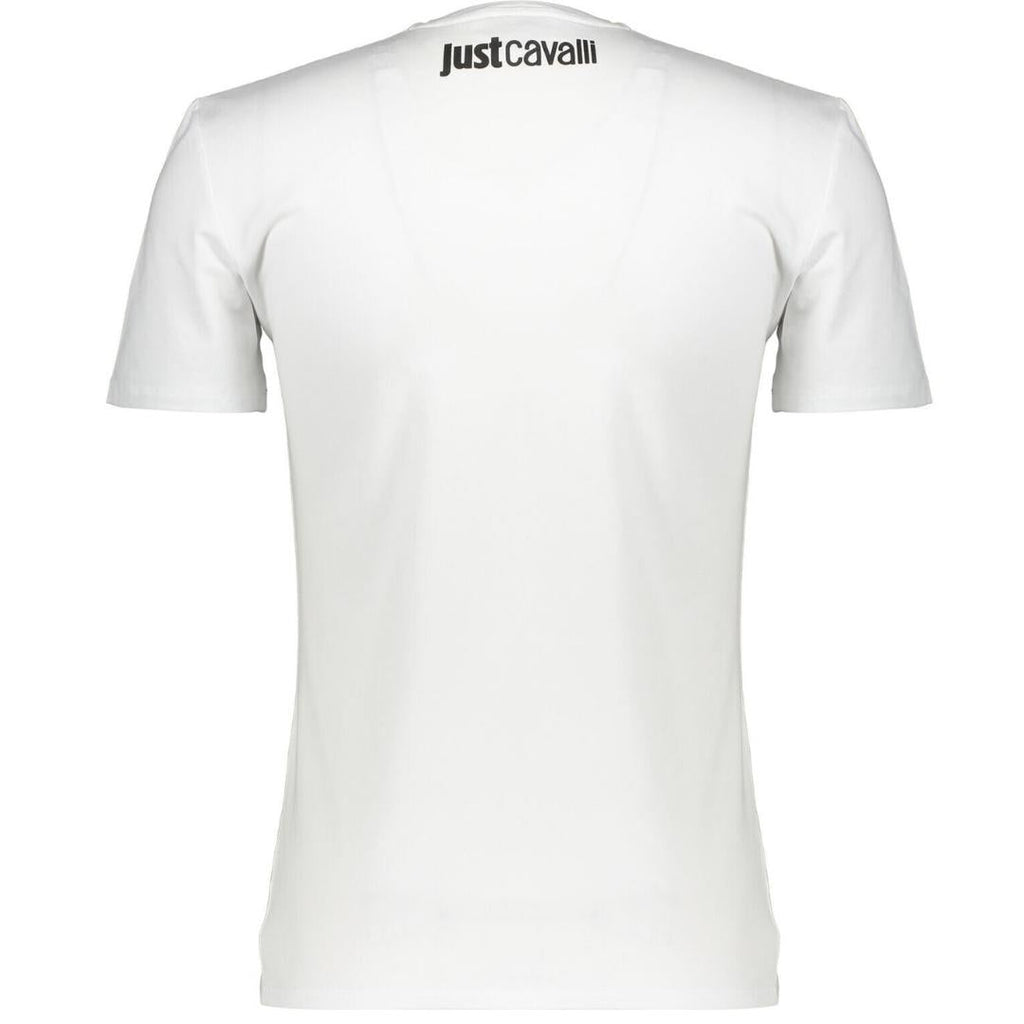 Just Cavalli Snake Wrapped Logo White T Shirt