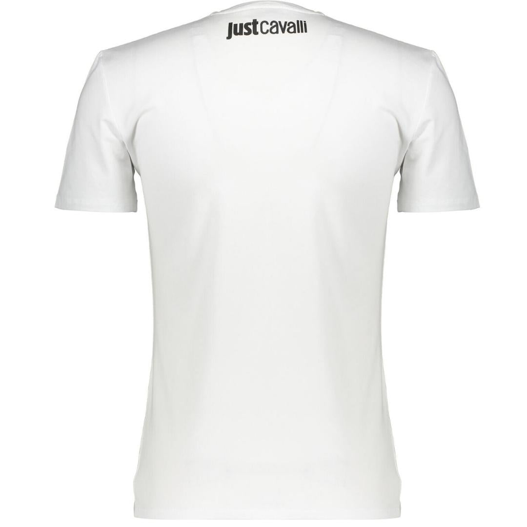 Just Cavalli Snake Wrapped Logo White T Shirt