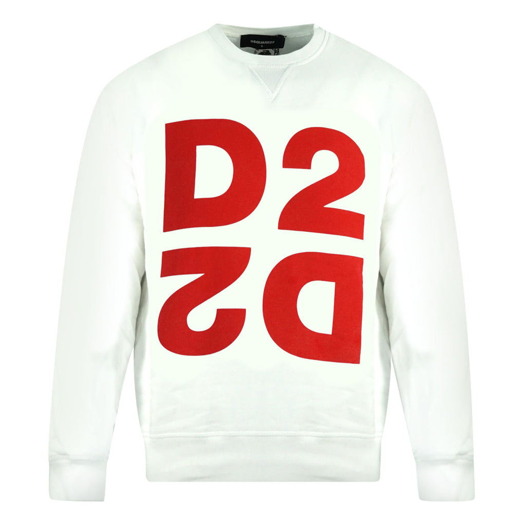Dsquared2 Large Mirrored Logo Print White Jumper S74GU0390 100