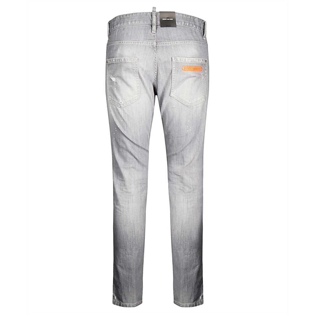 Dsquared2 Skinny Dan Faded Grey Paint Splatter Effect Jeans
