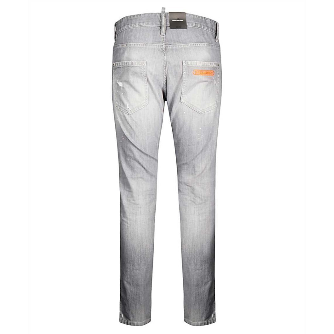 Dsquared2 Skinny Dan Faded Grey Paint Splatter Effect Jeans