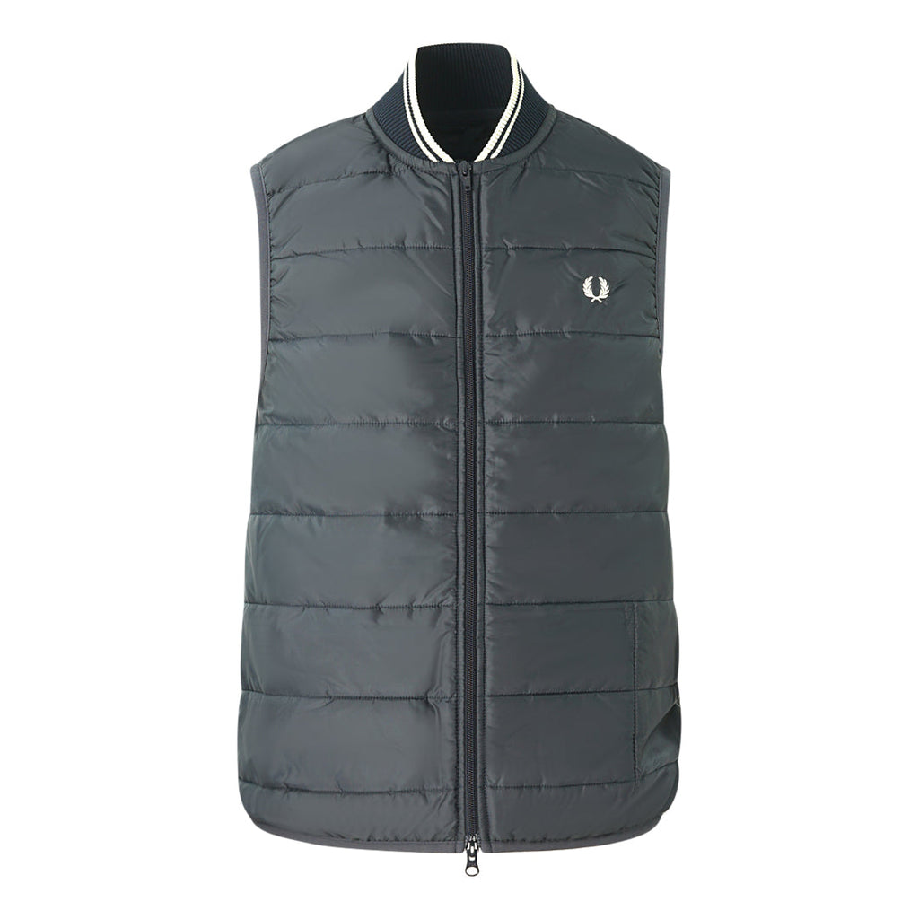 Fred Perry x Lavenham Quilted Blue Gilet Jacket - Nova Clothing