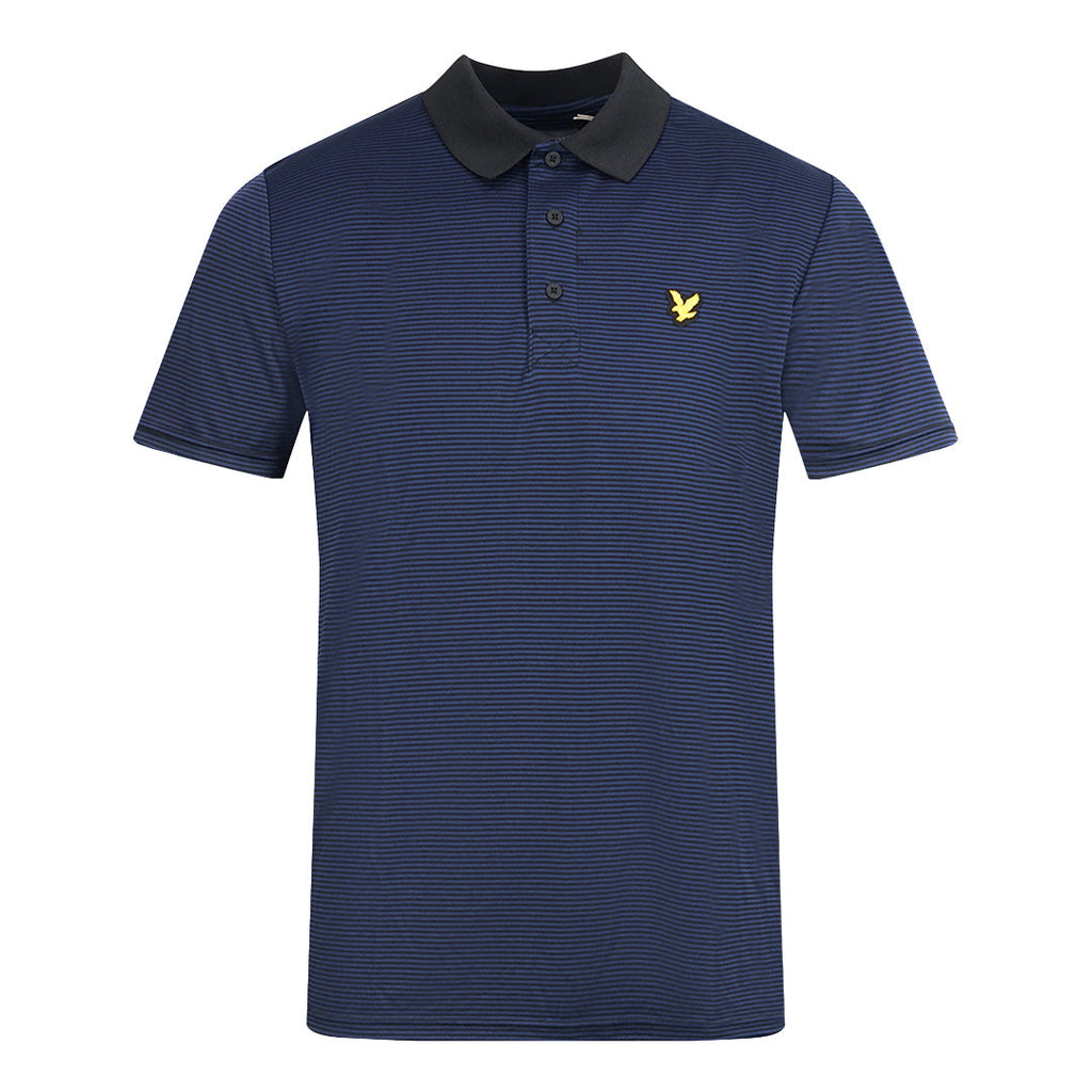 Lyle Scott Navy Blue Golf Microstripe Polo Shirt
