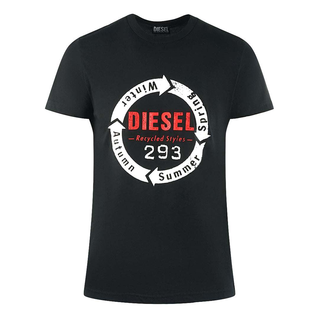 Diesel Recycled Styles Logo Black T Shirt