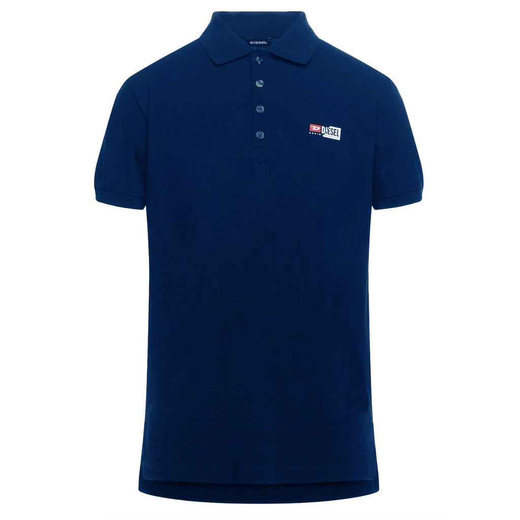 Diesel Small Diesel Logo Dark Blue Polo Shirt T-WEET-SPLIT POLO RBAWH 8MG