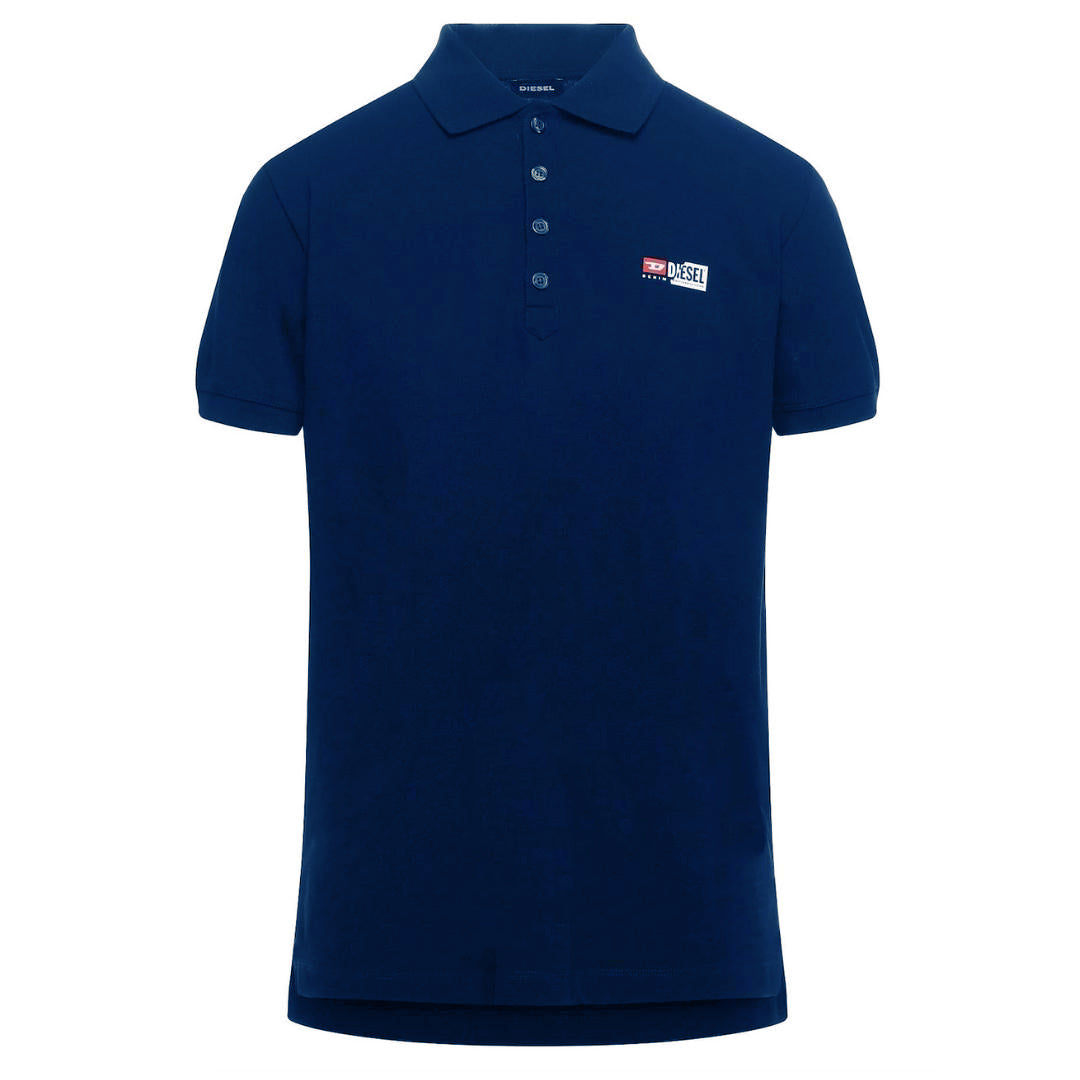Diesel Small Diesel Logo Dark Blue Polo Shirt T-WEET-SPLIT POLO RBAWH 8MG