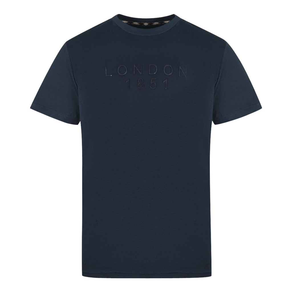 Aquascutum London 1851 Tape Logo Navy Blue T Shirt