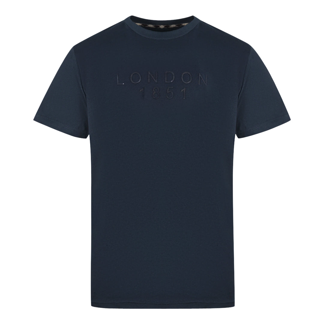 Aquascutum London 1851 Tape Logo Navy Blue T Shirt