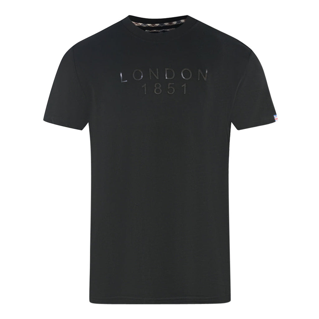 Aquascutum London 1851 Tape Logo Black T Shirt